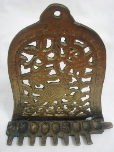 VINTAGE STORK BRASS HANUKKAH MENORAH LAMP ISRAEL 1950'S