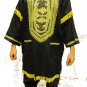 PAKISTAN AFRICAN CLOTHING 2PCS MEN DASHIKI CHURCH WEDDING SUIT ~ BLACK/GOLD