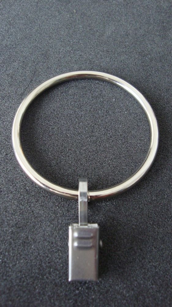 10 QTY: SILVER Dual Finish Curtain Rings, 2" Diameter, w/ Brushed Steel Clips