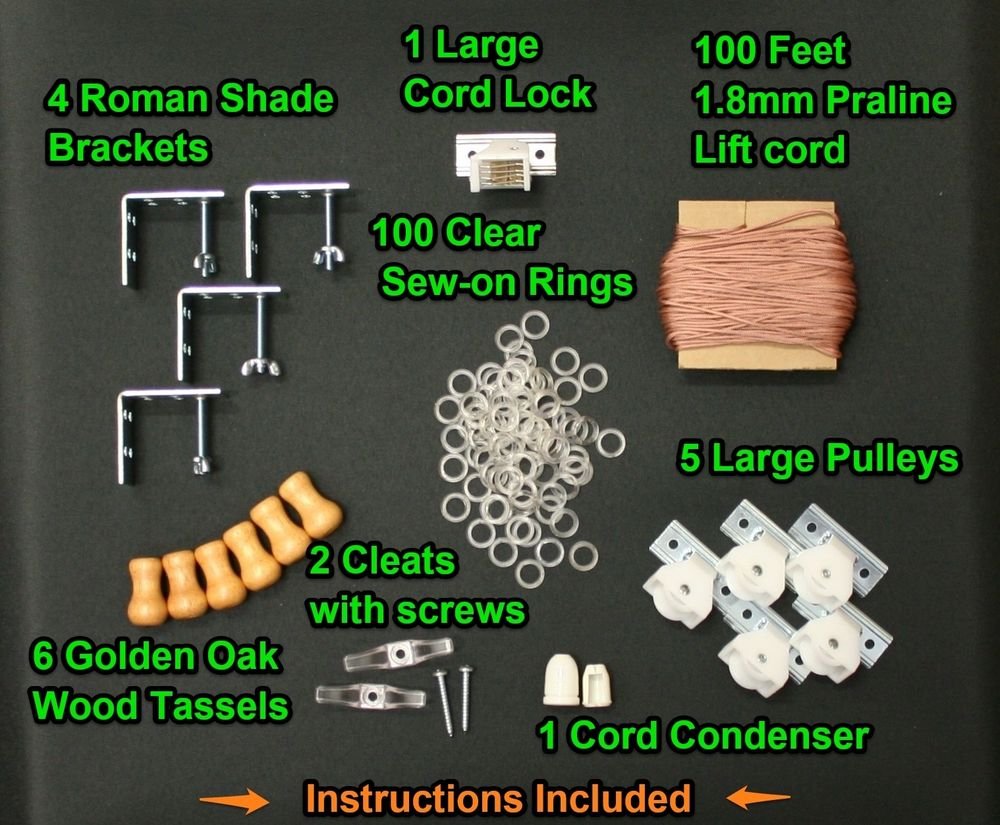 AllinOne LARGE ROMAN SHADE HARDWARE KIT, Golden Brown (for shades up