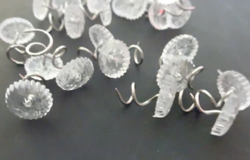 Upholstery Twist Pins (Clear Plastic Heads, Nickel Plated Steel Pin)