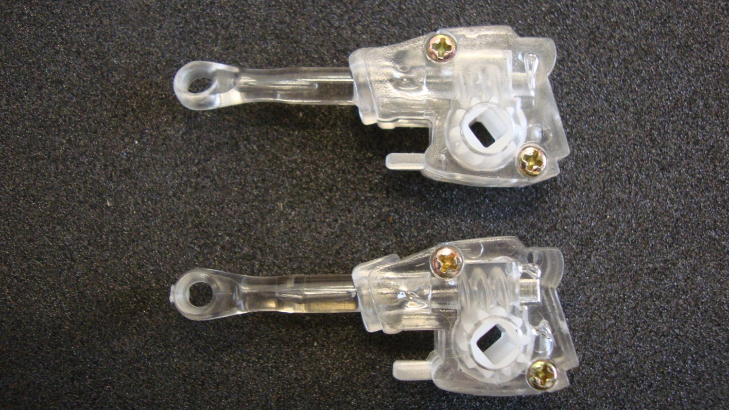 2 QTY: MINI BLIND Wand Tilt Control / geared for 1/8" SQUARE rod /CLEAR