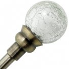 Graber 5/8" Antique Brass Curtain Rod /Crackled Glass Finials 28-48"#220-0811-06