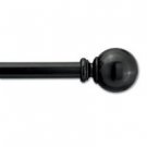 Graber 5/8" Round Metal Curtain Rod, 84 -120" Adjustable (Black w/ Ball Finials)