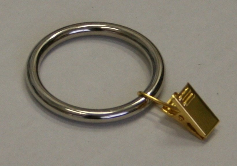14 QTY:Premium Polished SILVER Drapery Ring w/ GOLD clips-Extra Thick- 1 1/2" ID