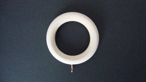 10 QTY: Solid Wood Unfinished Curtain Rings w/ brass eye hook 1 3/4 X 2 7/8"
