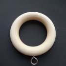 80 QTY: Solid Wood Unfinished Curtain Rings with SILVER eye hook 1 3/4"(int. dia