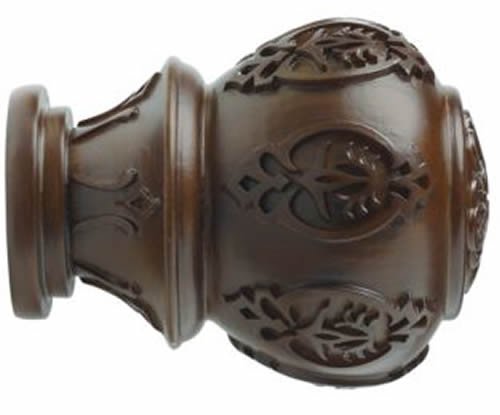 Kirsch Wood Trends Classics Lacey Finial, for 1-3/8" pole, Coffee (MPN# 36804841