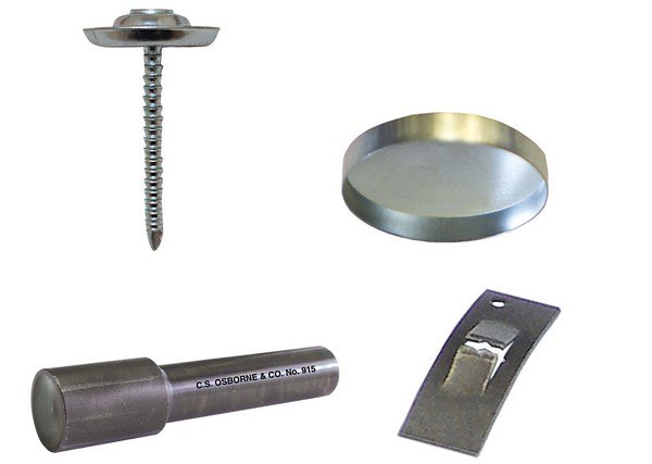144:Osborne Threaded Nail Button Kit:22 (nail/shell/washer) w/Concave Tool #915