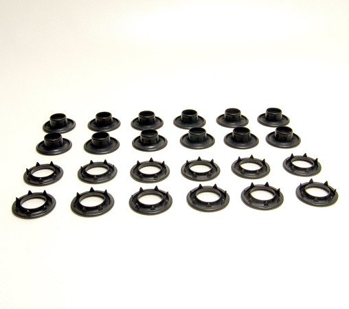 Grommets, #4 Black Oxide, Heavy Duty Rolled Rim Spur, 9/16" Inch Hole