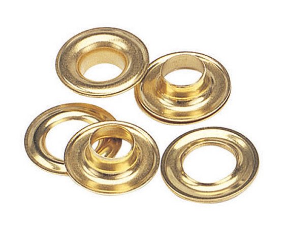 144 QTY-C.S. Osborne - No. G1-2 BRASS Grommets & Plain Washers,size 2. (13018)
