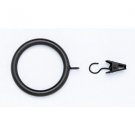 Kirsch Wrought Iron Drapery Ring w/ Eyelet & Removeable Clip for 1" Poles, BLACK