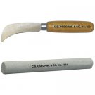 C.S. Osborne & Co. No. 420 Hawkbill Knife: 3" & No. 1021 - Sharpening Stone