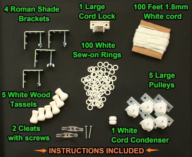 All-in-One LARGE ROMAN SHADE HARDWARE KIT, in White