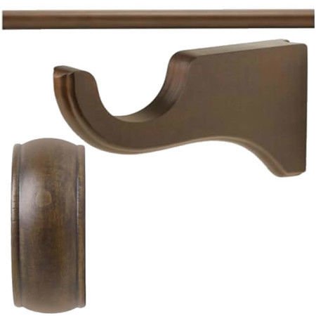 Kirsch Wood Trend:2" Smooth Pole+Long Bracket+End Cap finial,Hazelnut:6 FT