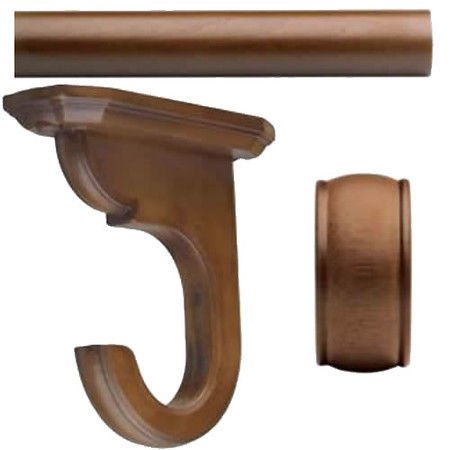 Kirsch Wood:2" Smooth Pole +Ceiling Brackets +End Cap finial,Walnut:8 FT