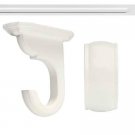 Kirsch Wood:2" Smooth Pole +Ceiling Brackets +End Cap finial,White:8 FT