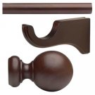 Kirsch Wood Trend Kit:2" Smooth Pole+Long Bracket+Ball finial,Mahogany:6 FT