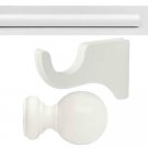 Kirsch Wood Trend Kit:2" Smooth Pole+Long Bracket+Ball finial,White:8 FT