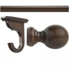Kirsch Wood Kit:2" Smooth Pole+Ceiling Bracket +Ball finial,Coffee:8 FT