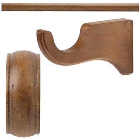 Kirsch Wood Trend:2" Smooth Pole+Long Bracket+End Cap finial,Estate Oak:6 FT
