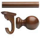 Kirsch Wood Kit:2" Smooth Pole+Ceiling Bracket +Ball finial,Walnut:6 FT