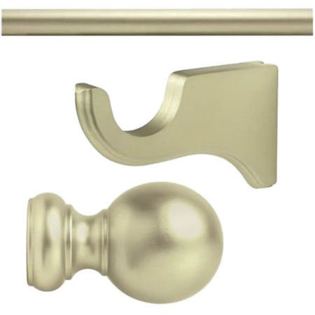 Kirsch Wood Trend Kit:2" Smooth Pole+Long Bracket+Ball finial,Satin Gold:4 FT