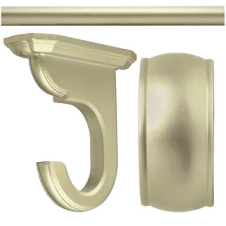 Kirsch Wood:2" Smooth Pole +Ceiling Brackets +End Cap finial,Satin Gold:4 FT