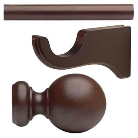 Kirsch Wood Trend Kit:2" Smooth Pole+Long Bracket+Ball finial,Mahogany:4 FT