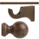 Kirsch Wood Trend Kit:2" Smooth Pole+Long Bracket+Ball finial,Hazelnut:4 FT