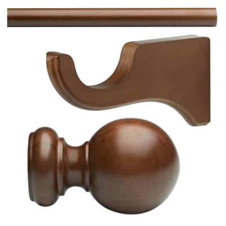Kirsch Wood Trend Kit:2" Smooth Pole+Long Bracket+Ball finial,Walnut:4 FT