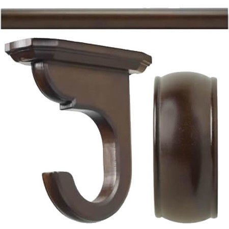 Kirsch Wood:2" Smooth Pole +Ceiling Brackets +End Cap finial,Coffee:4 FT