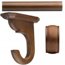 Kirsch Wood:2" Smooth Pole +Ceiling Brackets +End Cap finial,Walnut:4 FT
