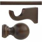 Kirsch Wood Trend Kit:1 3/8"Smooth Pole+Long Bracket+Ball finial,Coffee:8 FT
