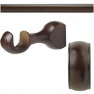 Kirsch Wood:1 3/8" Smooth Pole +Round Brackets + End Cap finial, Coffee:4 FT