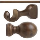 Kirsch Wood Kit: 1 3/8" Smooth Pole + Round Brackets+Ball finial, Hazelnut: 8 FT