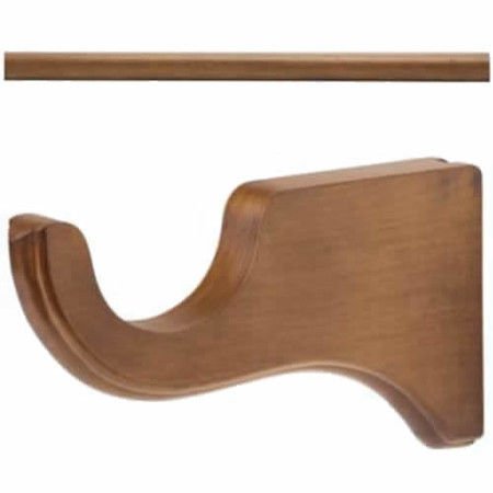 Kirsch Wood Trends Kit:2" Smooth Pole + 2 Long Brackets, Estate Oak:4 FT