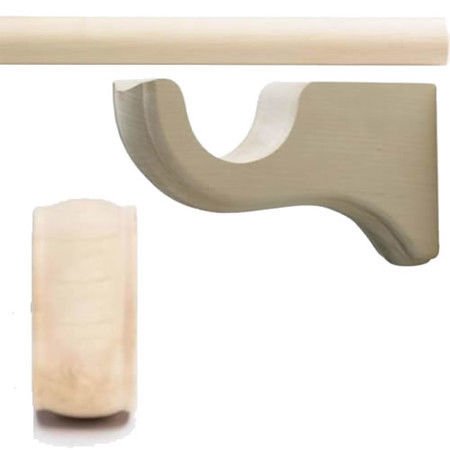 Kirsch Wood Trend:1 3/8" Smooth Pole+Long Bracket+End Cap finial,Unfinished:8 FT