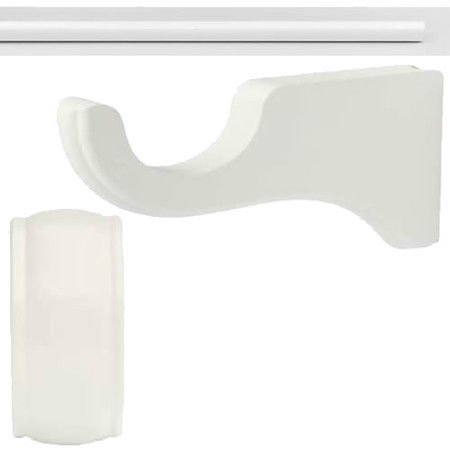 Kirsch Wood Trend:2" Smooth Pole+Long Bracket+End Cap finial,White:4 FT