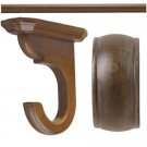 Kirsch Wood:2" Smooth Pole +Ceiling Brackets +End Cap finial,Estate Oak:4 FT
