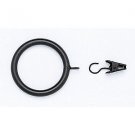 Kirsch Wrought Iron Drapery Ring w/ Eyelet & Removable Clip for 1" Poles, Black