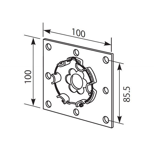 Somfy Motor Bracket with Spring Ring - Square (100mm x 100mm)