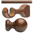 Kirsch Basic Wood Kit:1 3/8" Smooth Pole+Round Brackets+Ball finial, Walnut:6 FT