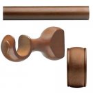 Kirsch Wood:1 3/8" Smooth Pole +Round Brackets + End Cap finial, Walnut:6 FT