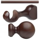 Kirsch Basic Kit:1 3/8" Smooth Pole+Round Brackets+Ball finial, Mahogany:4 FT