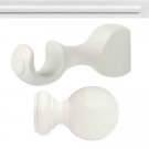 Kirsch Basic Kit:1 3/8" Smooth Pole+Round Brackets+Ball finial, White:4 FT