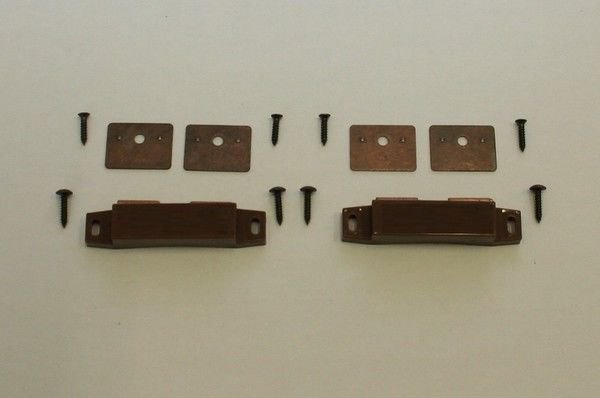 2 QTY :Double Magnet Cabinet Catch & Shutter Magnet Brown/Copper/plates andscrew