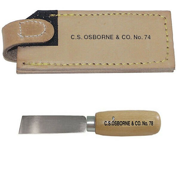 C.S. Osborne & Co. No. 78 - Broad Point Knife & No.74 -  Leather  Knife Sheath
