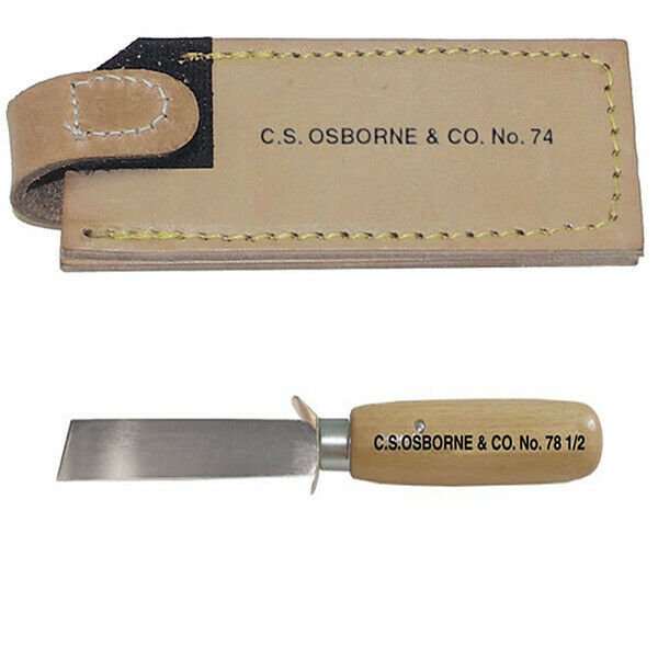 C.S. Osborne & Co. No. 78 1/2- Broad Point Knife & No.74 -Leather  Knife Sheath