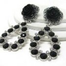 Black Acrylic Flower and Teardrop Earrings